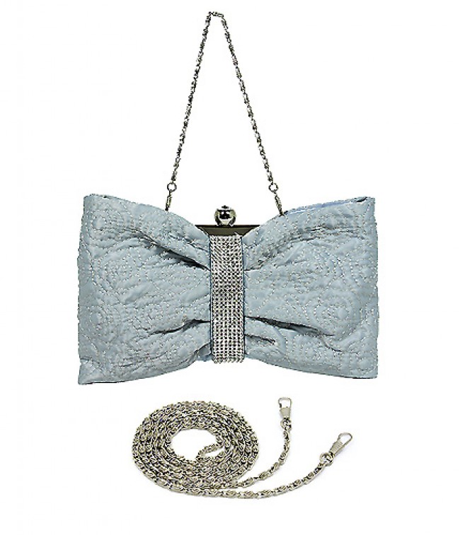 Evening Bag - Quilted Roses &ndash; Silver &ndash; BG-7202S-SL